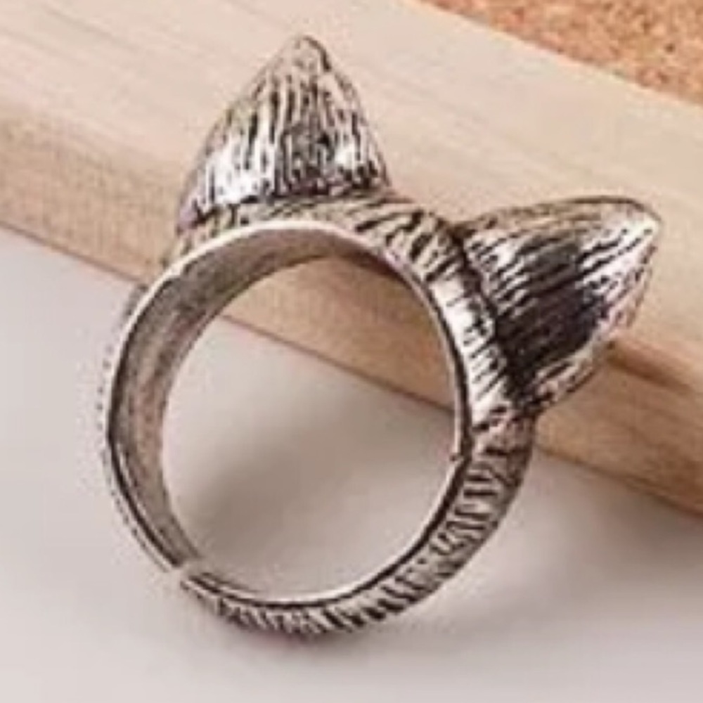 - Cat Ears Pewter Ring SZ 6.5! NEW!